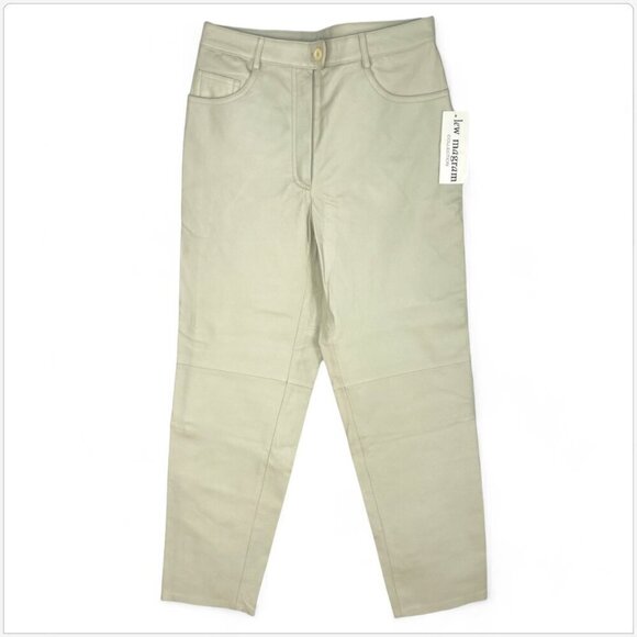 Lew Magram Vintage 80s Ivory Vanilla Leather Pants NWT NEW Dead Stock Retro 8 - Picture 1 of 6